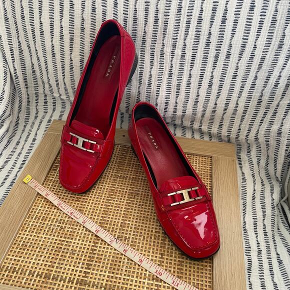 Prada Red Loafers, Size 8.5 - Picture 1 of 9